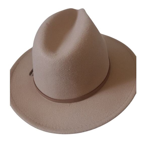 Pengcheng Wool Blend Fedora Hat Taupe OS - Picture 3 of 5